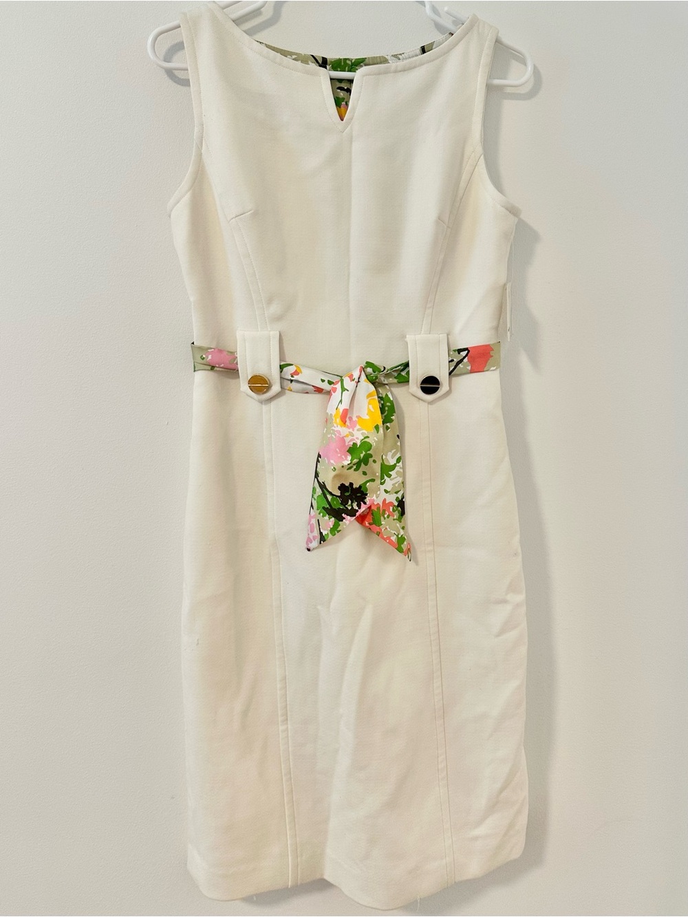 An original MILLY New York | Ivory with Floral Tie Dress Size 4